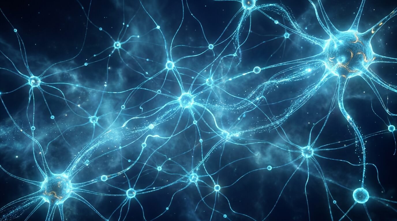 Generate cinematic AI network visualization art for tech content